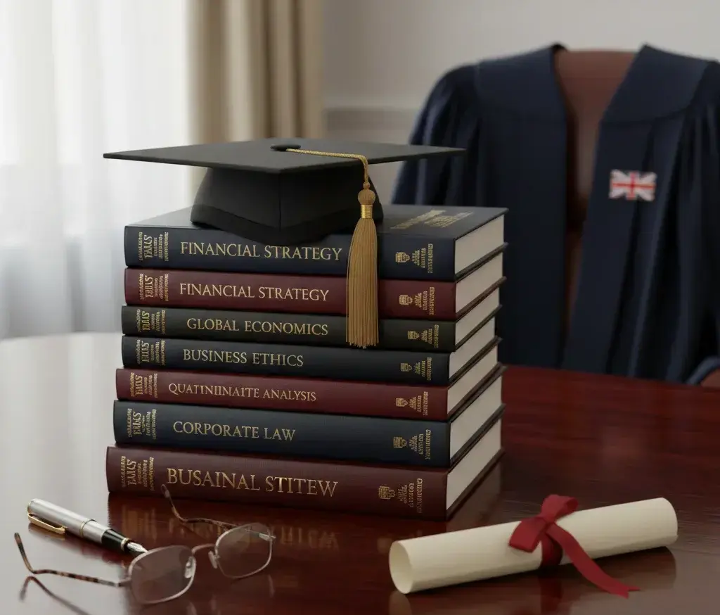UK academic programs - books, graduation cap and diploma